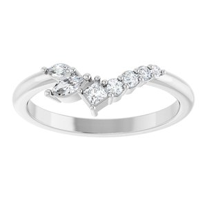 Platinum Polished 0.2 Ct Natural Diamond 2-prong Contour Band Size 7