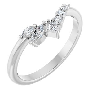 Platinum Polished 0.2 Ct Natural Diamond 2-prong Contour Band Size 7