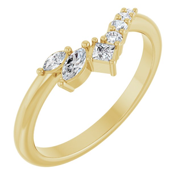 14K Yellow Or White Gold Marquise 4 X 2 Mm Polished 1/5 Lab Grown Diamond Contour Band, Size 7