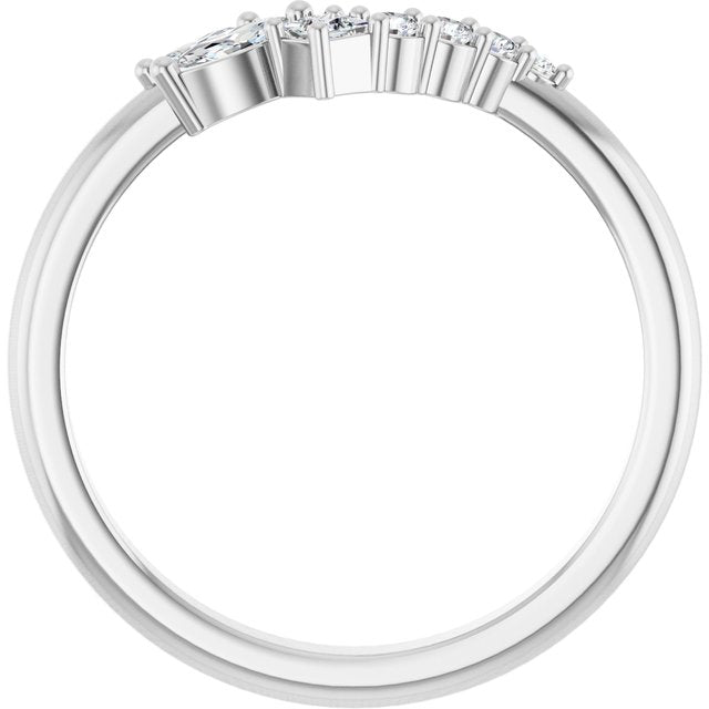 14K Yellow Or White Gold Marquise 4 X 2 Mm Polished 1/5 Lab Grown Diamond Contour Band, Size 7