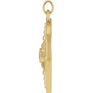 14K Yellow Gold Round 2.5 Mm Natural Iolite Compass Pendant