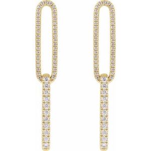 14K Yellow Gold Round 1.4 Mm 1/2 Ctw Lab-Grown Diamond Elongated Link Earrings