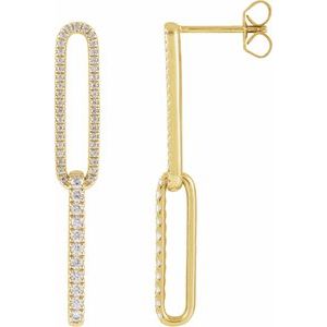 14K Yellow Gold Round 1.4 Mm 1/2 Ctw Lab-Grown Diamond Elongated Link Earrings