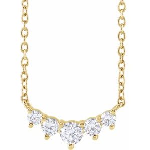 14K Yellow Gold Round 3.2Mm G-H Si1-Si2 1/3 Ctw Lab-Grown Diamond Graduated Necklace, Length: 18 In