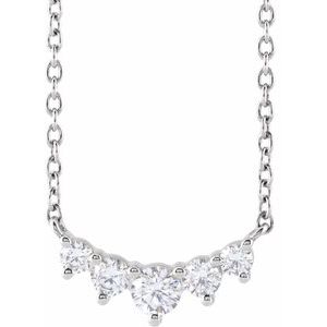 14K White Gold Round 3.2Mm G-H Si1-Si2 1/3 Ctw Lab-Grown Diamond Graduated Necklace, Length: 18 In