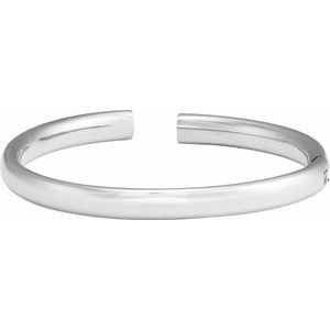 14K White Gold 6 Mm 7 In Polished Hinged Cuff Bracelet