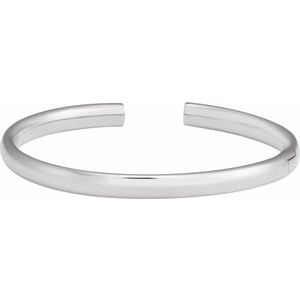 14K White Gold 5 Mm 7 In Polished Hinged Cuff Bracelet