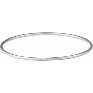 14K White Gold 2 Mm 7 1/2 In Polished Bangle Bracelet