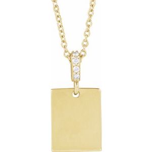14K Yellow Gold 16 X 8 Mm 16-18 In Polished .02 Ctw Natural Diamond Necklace