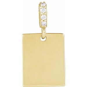 14K Yellow Gold 18 X 8 Mm Polished .02 Ctw Natural Diamond Pendant