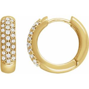 14K Yellow Gold Pair Round Shape 1.3Mm Si2-Si3, Ghi 1/2 Ctw Lab-Grown Diamond Hoop Earrings, Length: 15.1 Mm, Thickness: 4.05 Mm