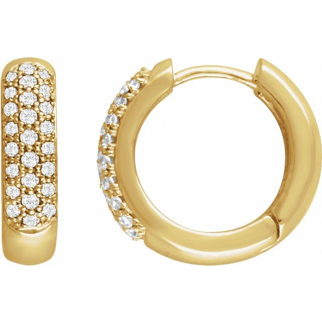 14K Yellow Gold Round 14.85 Mm 4.15 Mm 1.2Mm I1, H+ Pair Hinged Polished 1/3 Ctw Natural Diamond Hoop Earrings