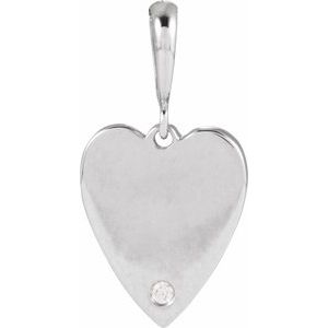 14K White Gold Round 1.3Mm G-H I1 .01 Ct Natural Diamond Heart Pendant