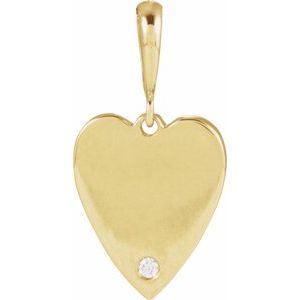 14K Yellow Gold Round 1.3Mm G-H I1 .01 Ct Natural Diamond Heart Pendant