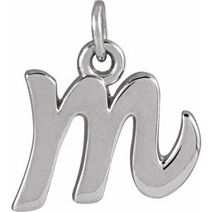 14K White Gold Polished Petite Initial Pendant