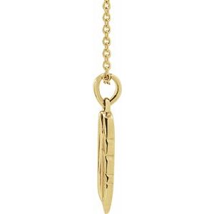 14K Yellow Gold 19.39 X 3.87 Mm 16-18 In Polished Feather Necklace