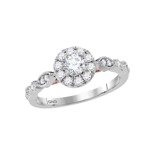 14K Two-tone Gold Round Diamond Solitaire Bridal Wedding Engagement Ring 3/4 Cttw, Womens Size: 5-10