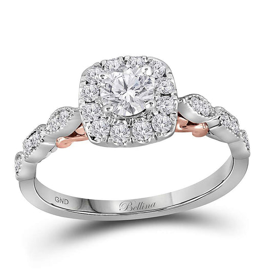 14K Two-tone Gold Round Diamond Solitaire Bridal Wedding Engagement Ring 3/4 Cttw, Womens Size: 5-10