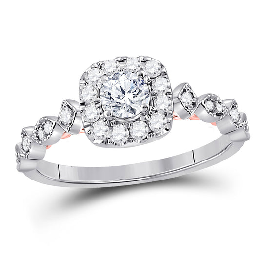 14K Two-tone Gold Round Diamond Solitaire Bridal Wedding Engagement Ring 3/4 Cttw, Womens Size: 5-10