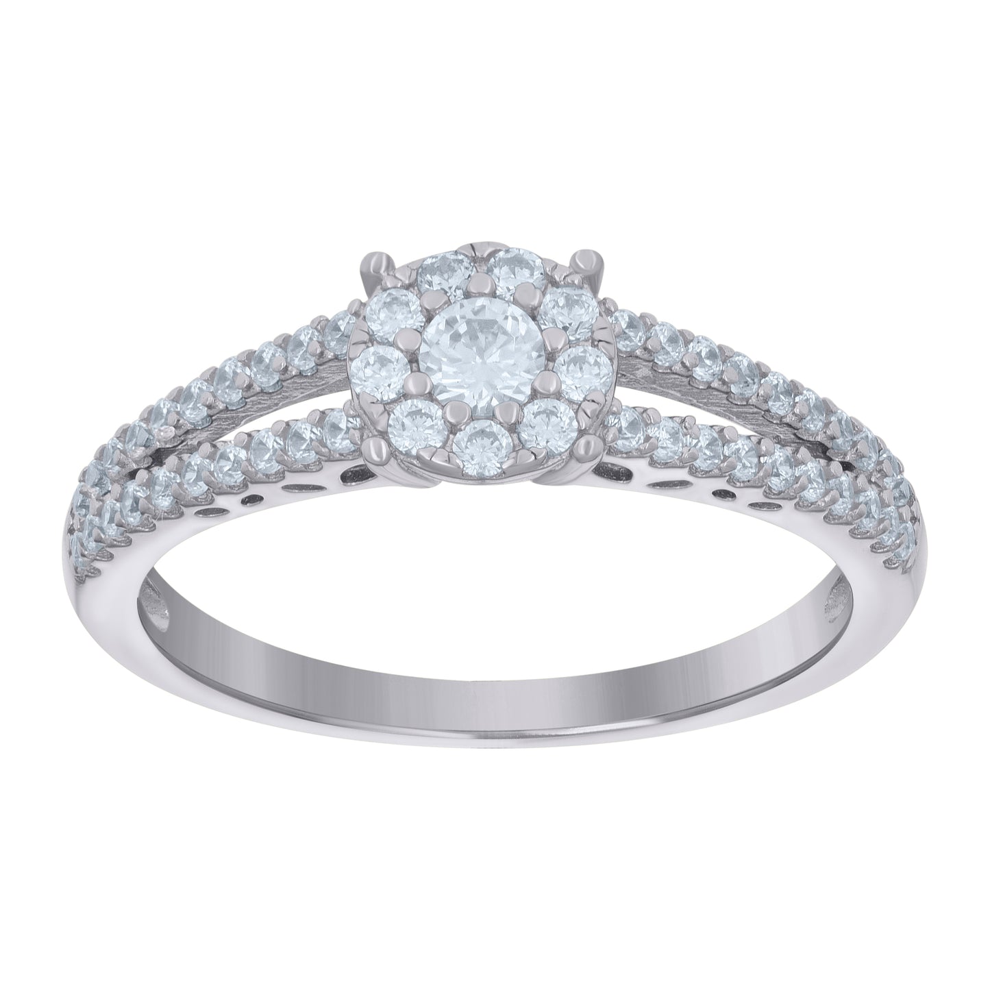 Sterling Silver Women's Cubic-Zirconia Bridal Anniversary Engagement Wedding Ring