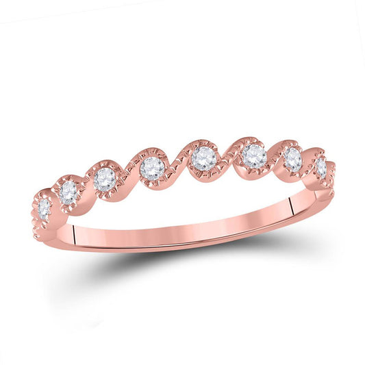 10K Rose Gold Womens Round Diamond Stackable Band Ring 1/6 Cttw, Womens Size: 5-10