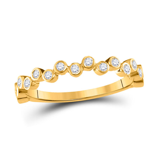 10K Yellow Gold Womens Round Diamond Stackable Band Ring 1/4 Cttw, Womens Size: 5-10
