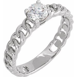 14K White Gold Lab-Grown Diamond Round 5 Mm Polished 1/2 Ct Lab-Grown Diamond Solitaire Ring Size 7