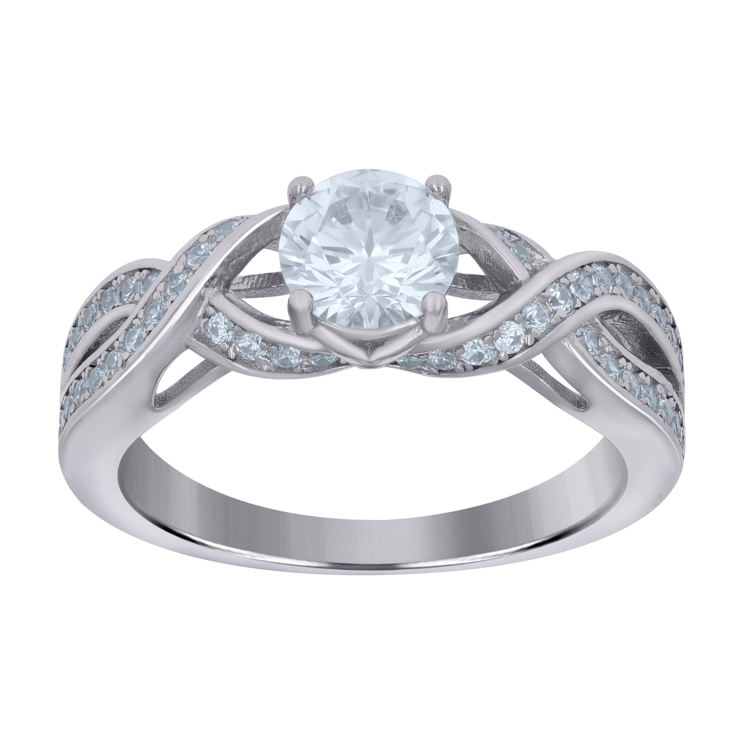 Sterling Silver Women's Cubic-Zirconia Bridal Anniversary Engagement Wedding Ring