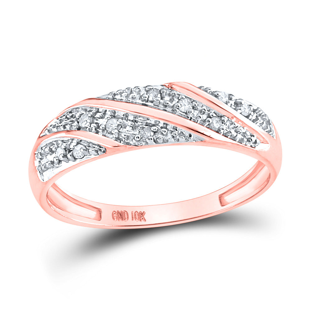 10K Rose Gold His Hers Round Diamond Square Matching Wedding Set 1/3 Cttw, Womens Size: 5-10, Mens Size: 7-13