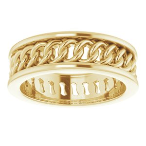 14K Yellow Gold 6.3 Mm Polished French Curb Link Band Size 7