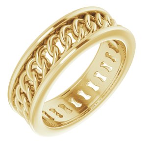 14K Yellow Gold 6.3 Mm Polished French Curb Link Band Size 7