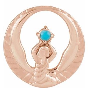 14K Rose Gold Round 2 Mm Natural Turquoise Phoenix Pendant