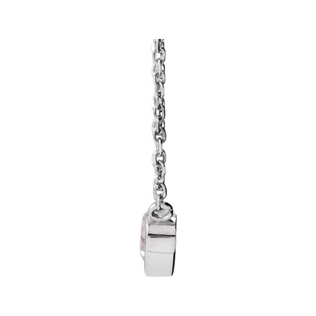 14K White Gold Heart 4 X 4 Mm 16-18 In Polished Natural White Sapphire Bezel-Set Necklace