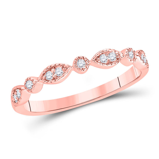 14K Yellow Or Rose Or White Gold  Womens Round Diamond Classic Stackable Band Ring 1/10 Cttw, Womens Size: 5-10