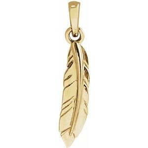 14K Yellow Gold 19.39 X 3.87 Mm Polished Feather Pendant