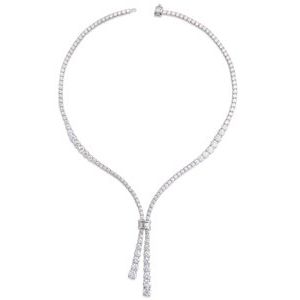 14K White Gold 4 X 2Mm G-H Si1-Si2 26 1/5 Ctw Lab-Grown Diamond Line Necklace, Length: 20 In