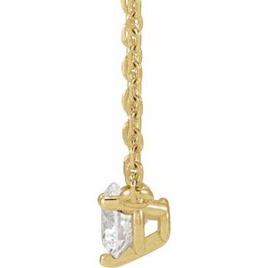 14K Yellow Gold Round 4Mm G-H I1 1/5 Ct Natural Diamond 3-Prong Necklace, Length: 18 In