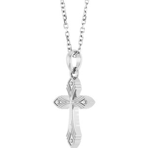 Sterling Silver 19.7 X 10.25 Mm 16-18 In Polished Vintage-Inspired Cross Necklace