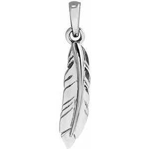 14K White Gold 19.39 X 3.87 Mm Polished Feather Pendant