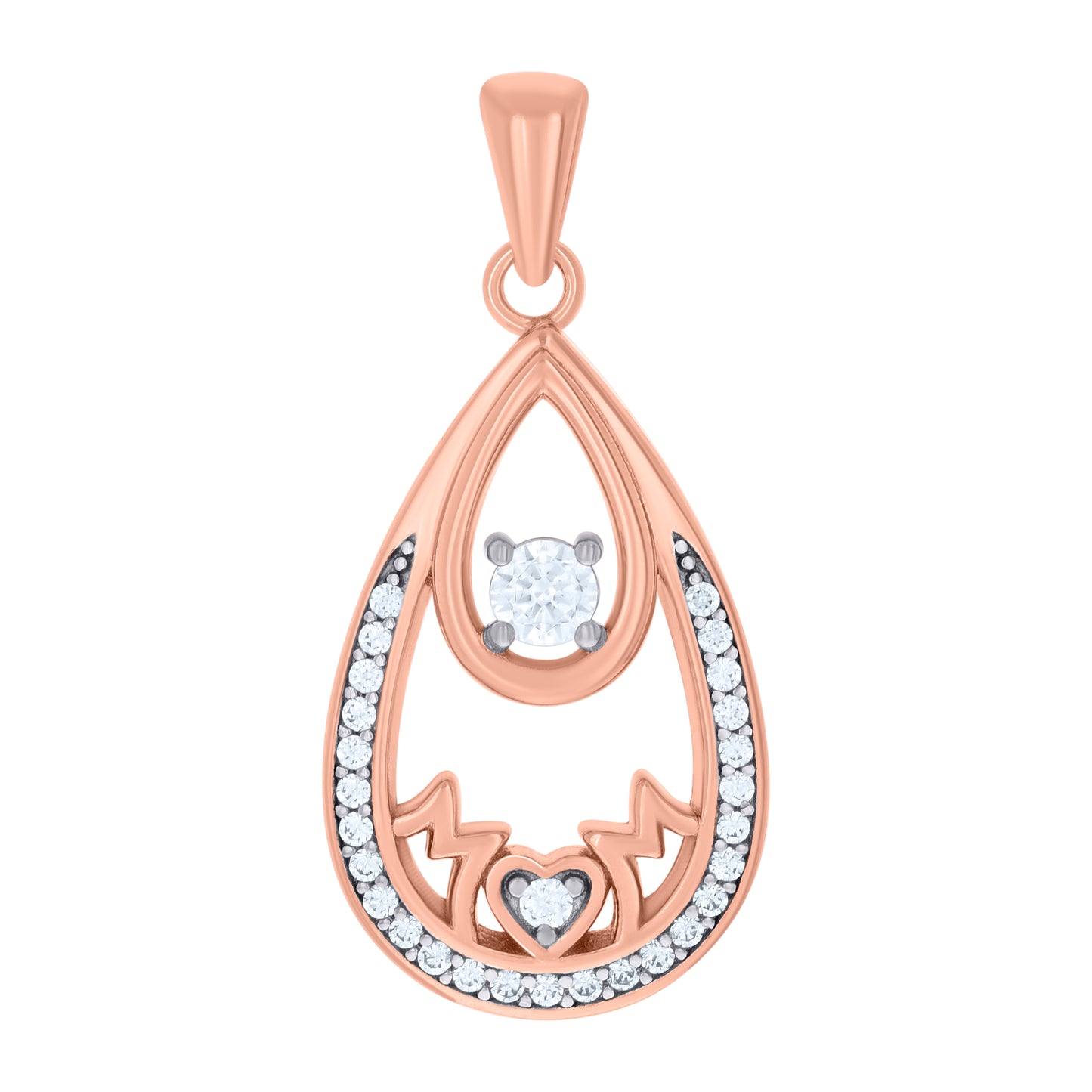 Sterling Silver Womens Cubic-Zirconia Teardrop Mom Charm Pendant