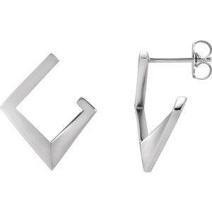 Sterling Silver Geometric Front-Back Hoop Earrings