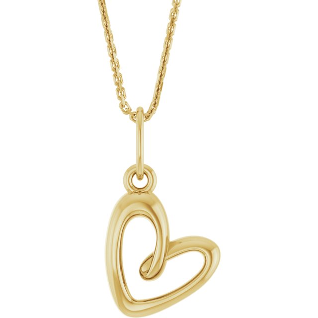 14K Yellow Gold 14.5 X 7.9 Mm 18 In Polished Petite Heart Necklace
