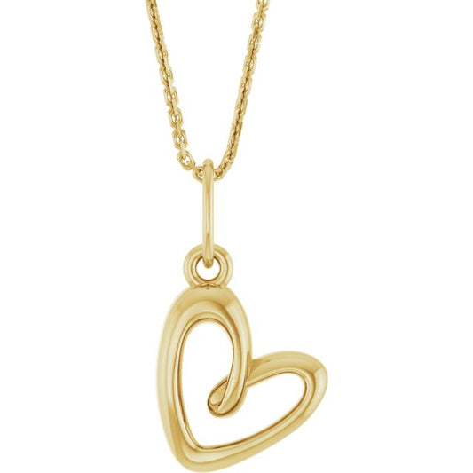 14K Yellow Gold 14.5 X 7.9 Mm 18 In Polished Petite Heart Necklace