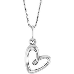 14K White Gold 14.5 X 7.9 Mm 18 In Polished Petite Heart Necklace