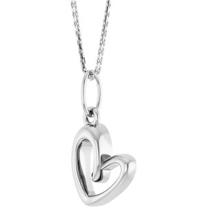 14K White Gold 14.5 X 7.9 Mm 18 In Polished Petite Heart Necklace