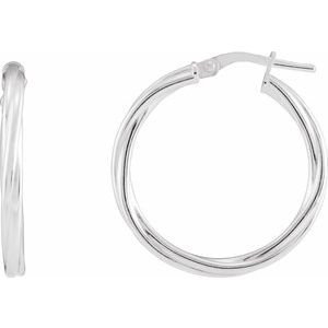 Sterling Silver Pair Hollow Twisted Hoop Earrings, Length: 25 Mm, Thickness: 2.5 Mm