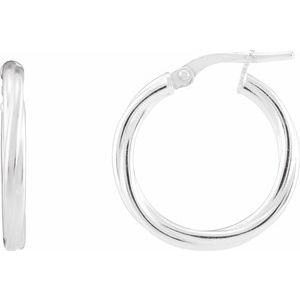Sterling Silver Pair Hollow Twisted Hoop Earrings, Length: 20 Mm, Thickness: 2.5 Mm