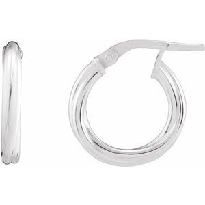 Sterling Silver Pair Hollow Twisted Hoop Earrings, Length: 15 Mm, Thickness: 2.5 Mm