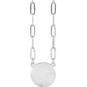 Sterling Silver 10 X 10 Mm 16 In Polished Engravable Disc Necklace