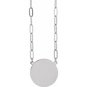 Sterling Silver 15 X 15 Mm 16 In Polished Engravable Disc Necklace